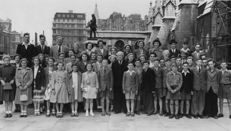 Edwin Gooch and school children